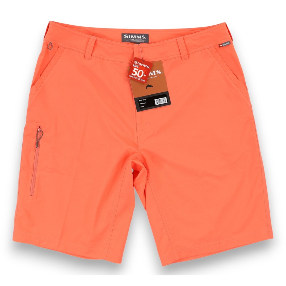 Simms Skiff Shorts Mens 38 Hibiscus Pockets Flat Front Stretch UPF 50 New